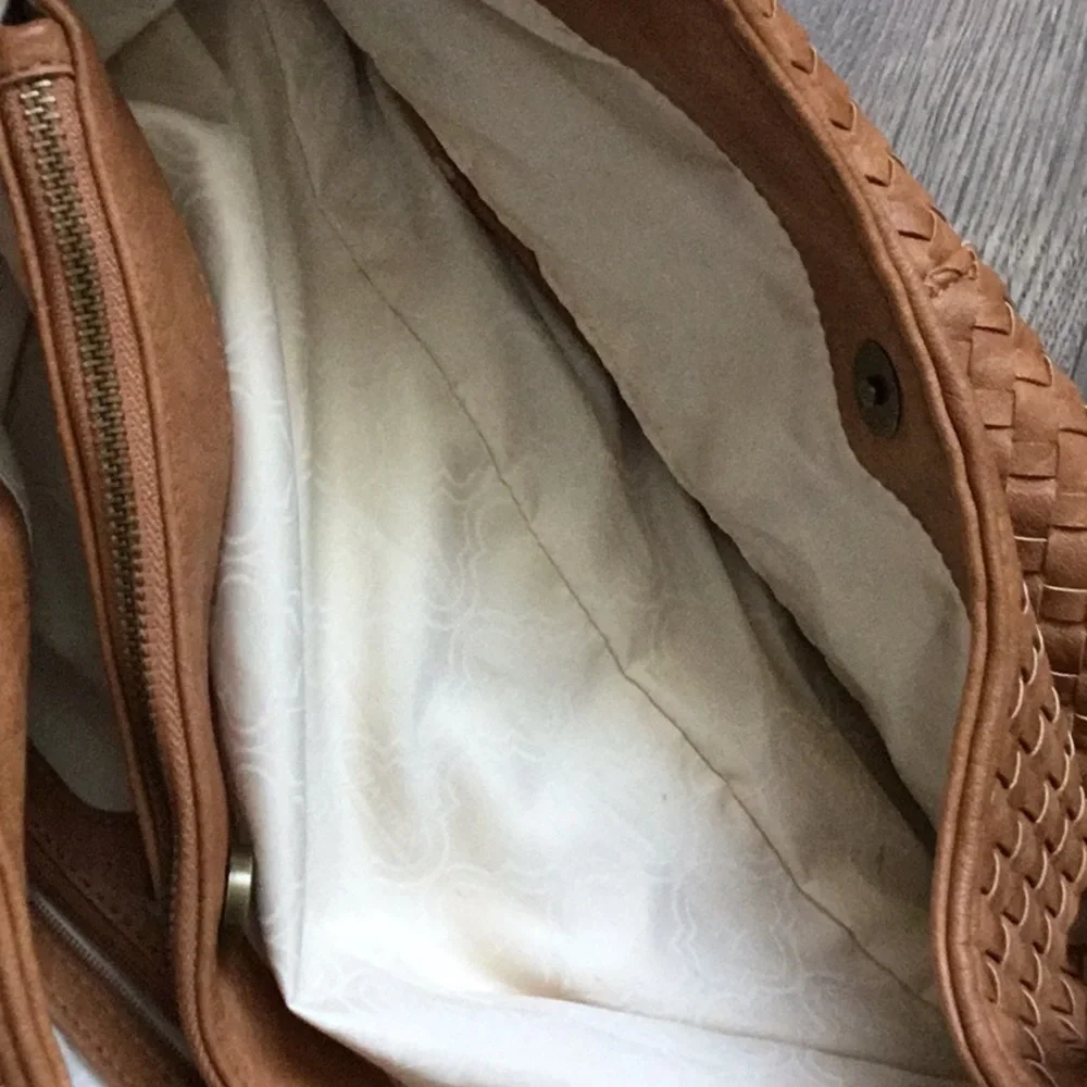 Hayden Tan Brown Leather Hobo Bag with Cream Lining